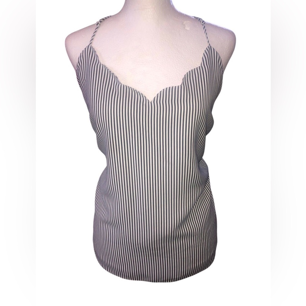 J.Crew Navy and White Striped Blouse